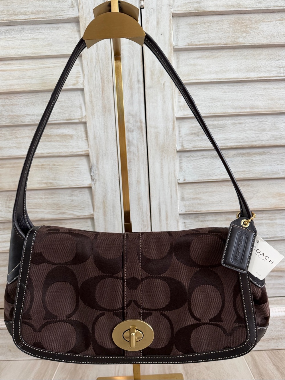 Coach Ergo Signature Flap Shoulder Bag, Style 11257, Brown, New With Tags